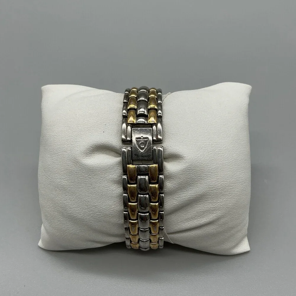 Croton Womens Watch 17mm White Dial Two Tone 23K Gold Plated New Battery 7
